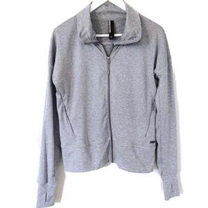 Mondetta Athletic Workout Athleisure Yoga Solid Gray Full Zip Up Jacket Coat